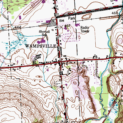 Topographic Map of Wampsville, NY