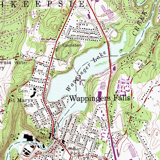 Topographic Map of Wappinger Lake, NY