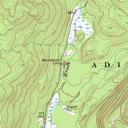 Topographic Map of Wardsboro Cemetery, NY