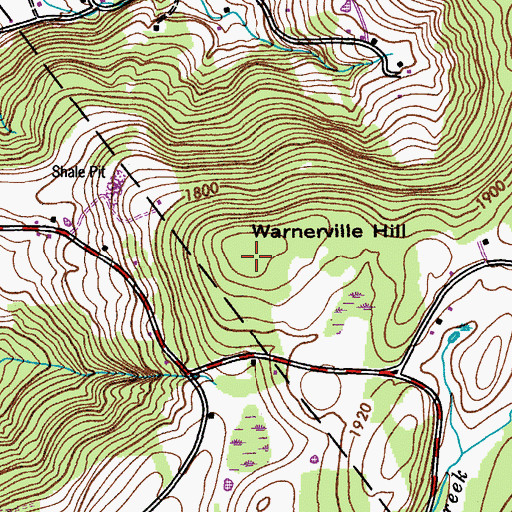 Topographic Map of Warnerville Hill, NY