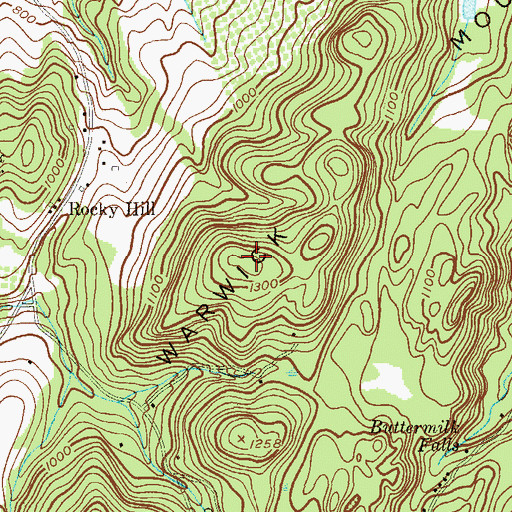 Topographic Map of Warwick Mountain, NY