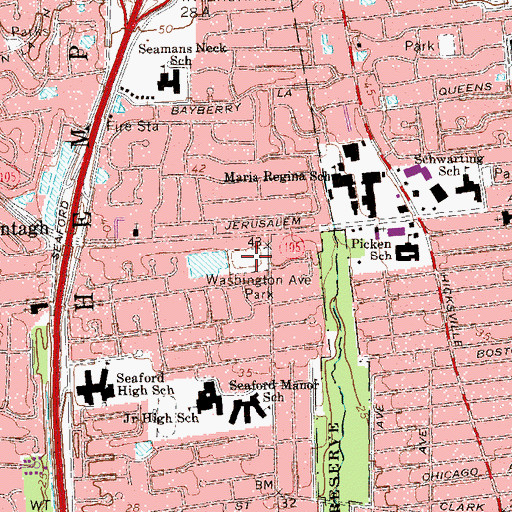 Topographic Map of Washington Avenue Park, NY