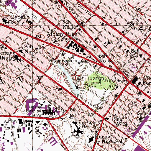 Topographic Map of Washington Park, NY
