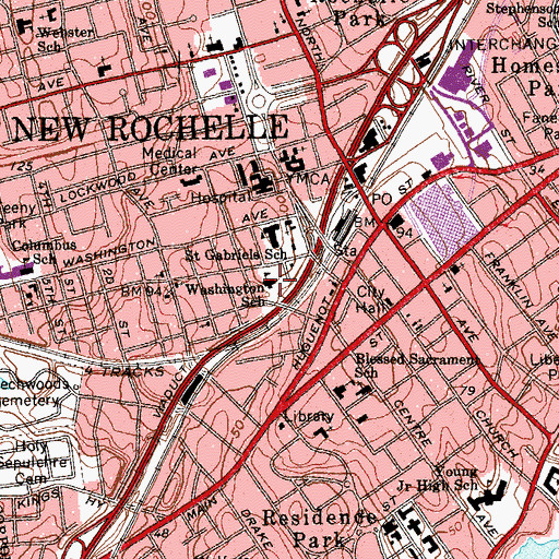 Topographic Map of Washington School, NY