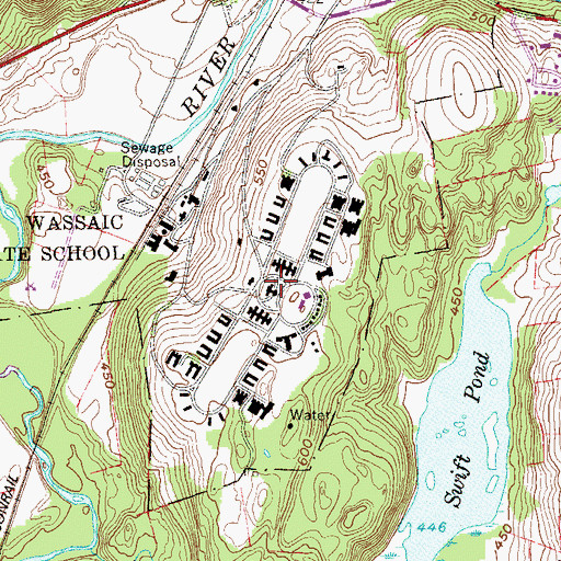Topographic Map of Wassaic State School, NY
