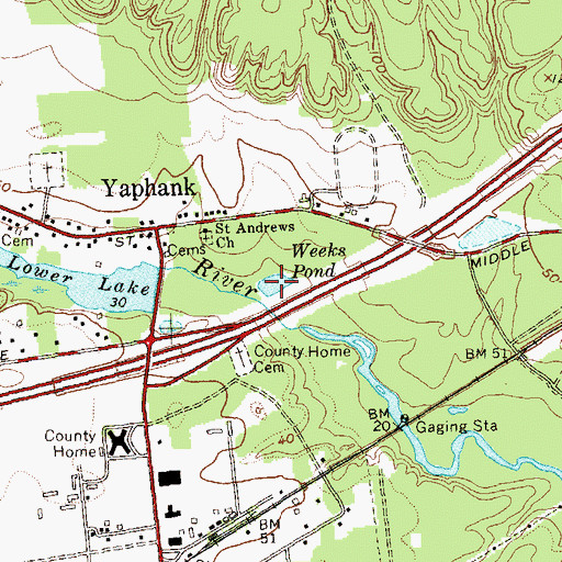 Topographic Map of Weeks Pond, NY