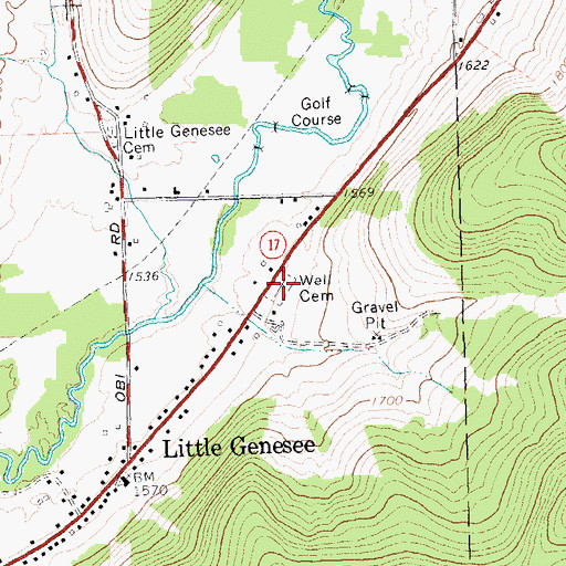 Topographic Map of Wells Cemetery, NY