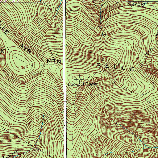 Topographic Map of Belle Ayr Mountain, NY