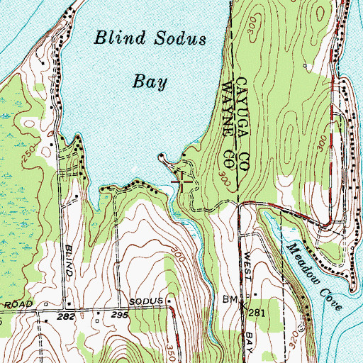 Topographic Map of Blind Sodus Creek, NY