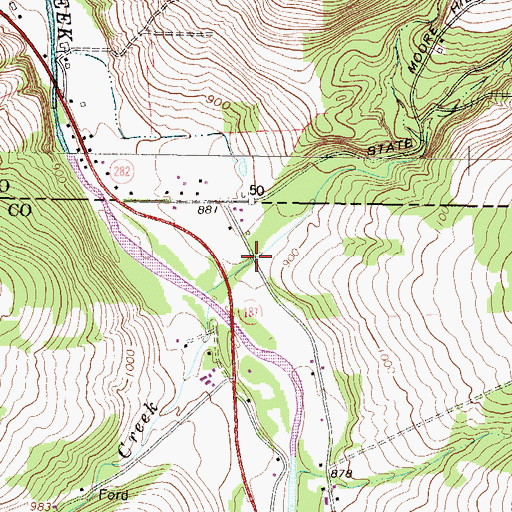 Topographic Map of Briggs Hollow, PA