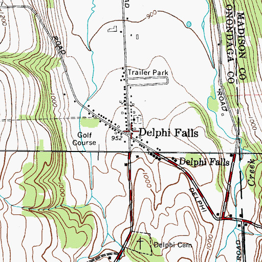 Topographic Map of Delphi Falls, NY