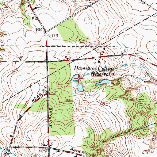Topographic Map of Hamilton College Reservoirs, NY