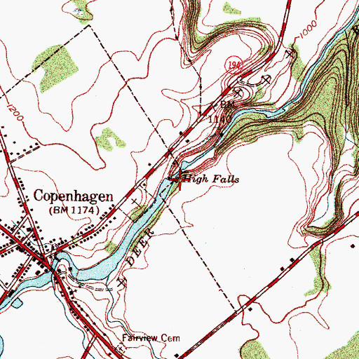 Topographic Map of High Falls, NY