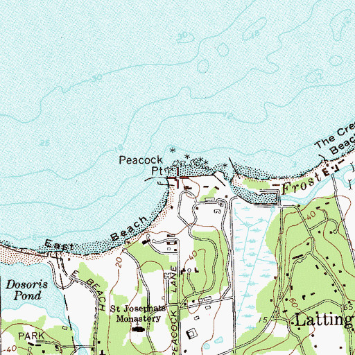 Topographic Map of Peacock Point, NY