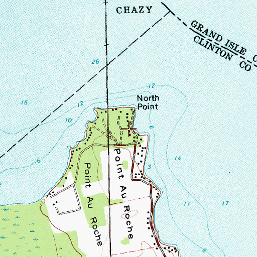 Topographic Map of Point Au Roche, NY
