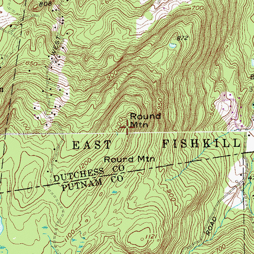 Topographic Map of Round Mountain, NY
