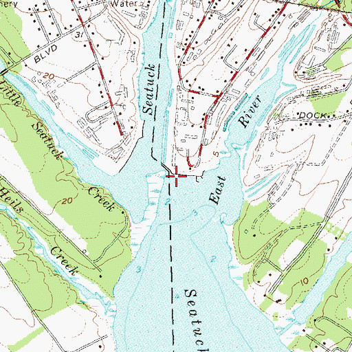 Topographic Map of Seatuck Creek, NY