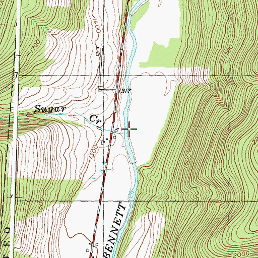Topographic Map of Sugar Creek, NY