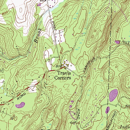 Topographic Map of Travis Corners, NY