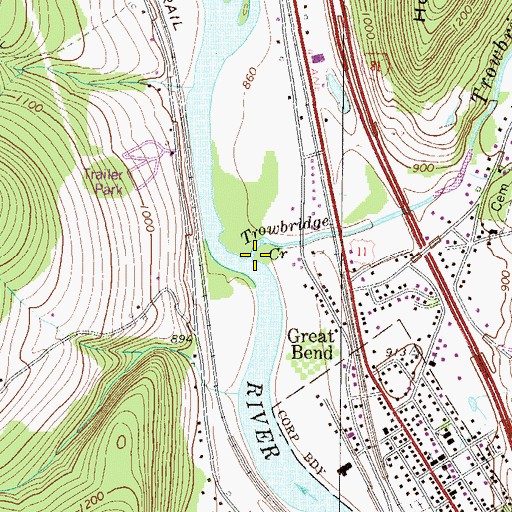 Topographic Map of Trowbridge Creek, NY