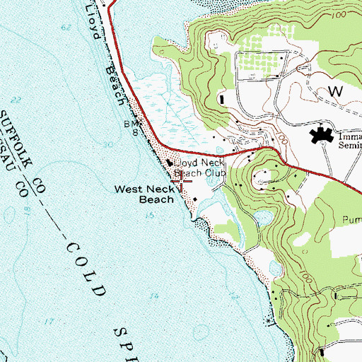 Topographic Map of West Neck Beach, NY