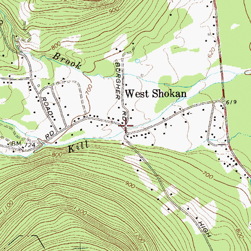Topographic Map of West Shokan, NY