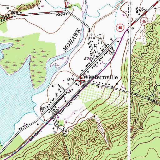 Topographic Map of Westernville, NY
