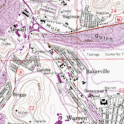 Topographic Map of Bakerville, AZ