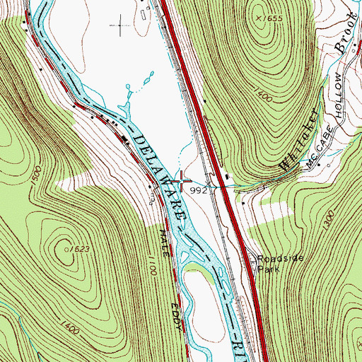 Topographic Map of Whitaker Brook, NY