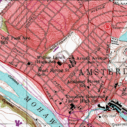 Topographic Map of Wilbur Lynch High School, NY