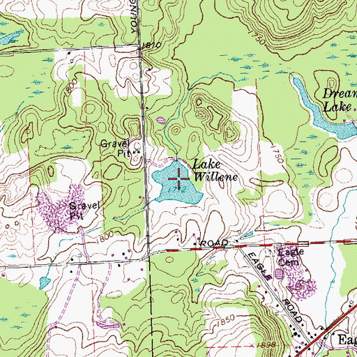 Topographic Map of Lake Willene, NY