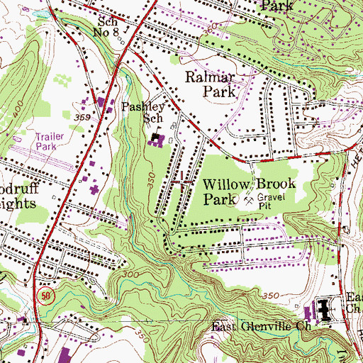 Topographic Map of Willow Brook Park, NY
