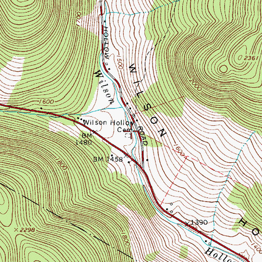 Topographic Map of Wilson Hollow Cemetery, NY
