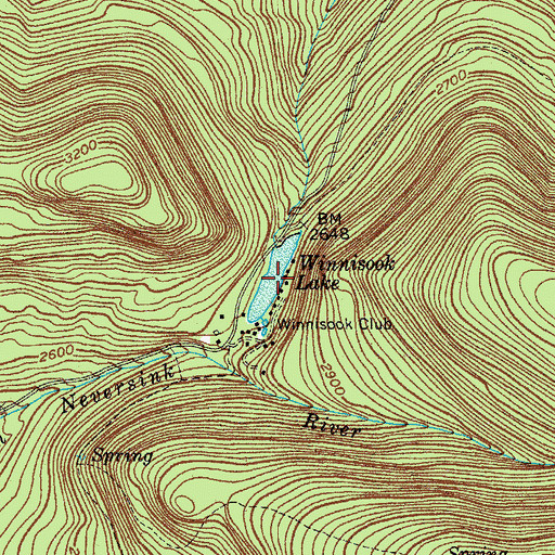 Topographic Map of Winnisook Lake, NY