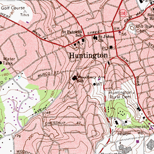 Topographic Map of Woodbury Avenue Elementary School (historical), NY