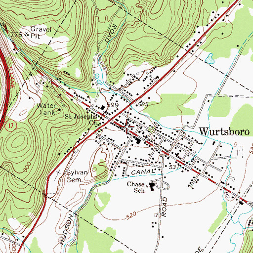 Topographic Map of Wurtsboro, NY