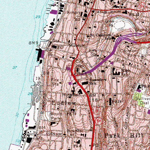 Topographic Map of Yonkers, NY