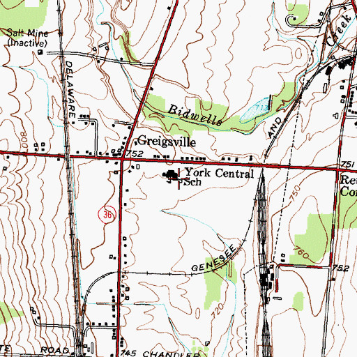 Topographic Map of York Central Elementary School, NY
