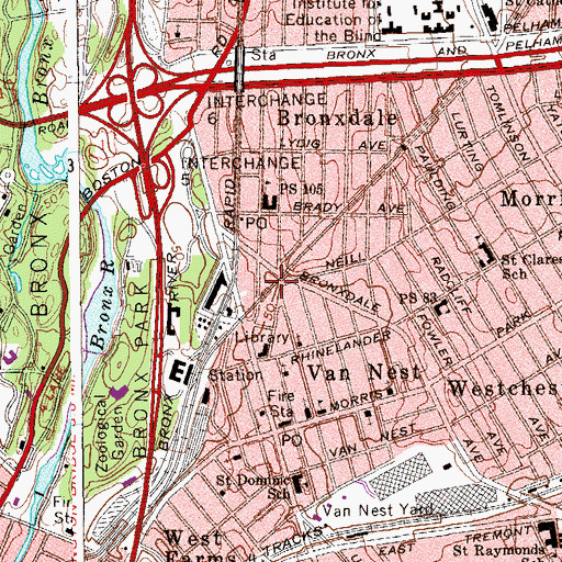 Topographic Map of Bronx, NY