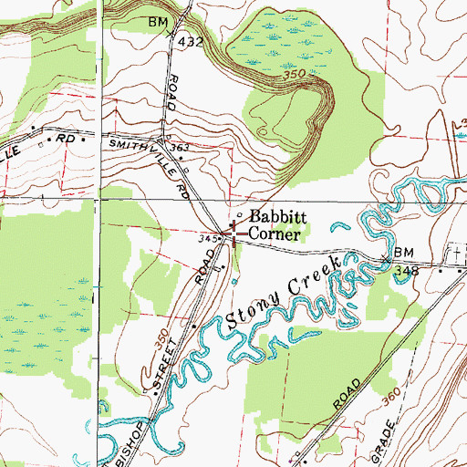 Topographic Map of Babbitt Corner, NY