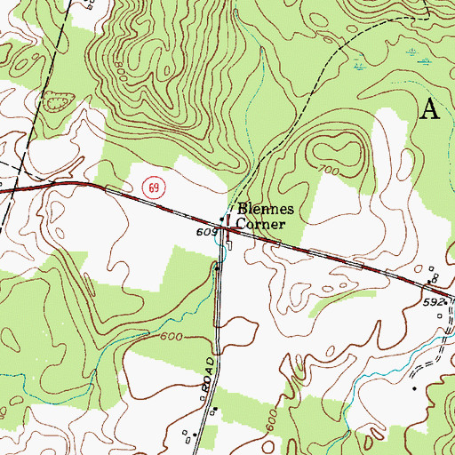 Topographic Map of Blennes Corner, NY