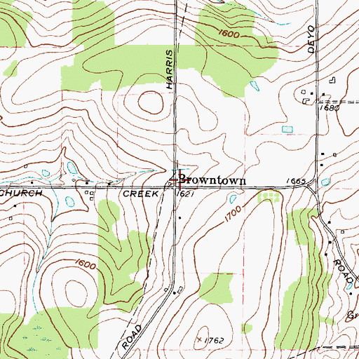 Topographic Map of Browntown, NY