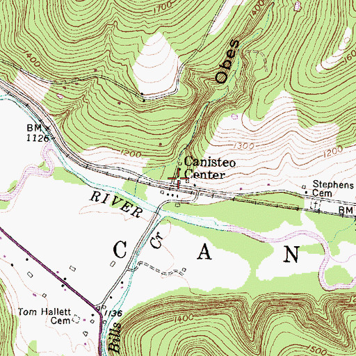 Topographic Map of Canisteo Center, NY