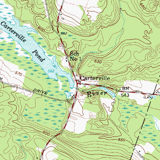Topographic Map of Carterville, NY