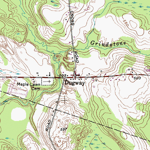 Topographic Map of Dugway, NY