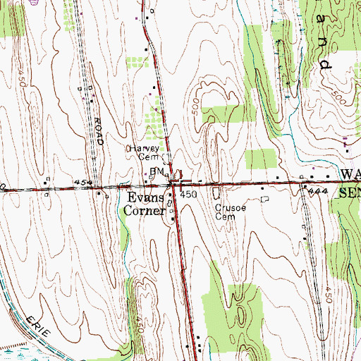 Topographic Map of Evans Corner, NY