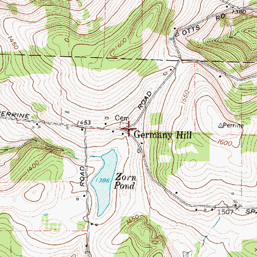 Topographic Map of Germany Hill, NY