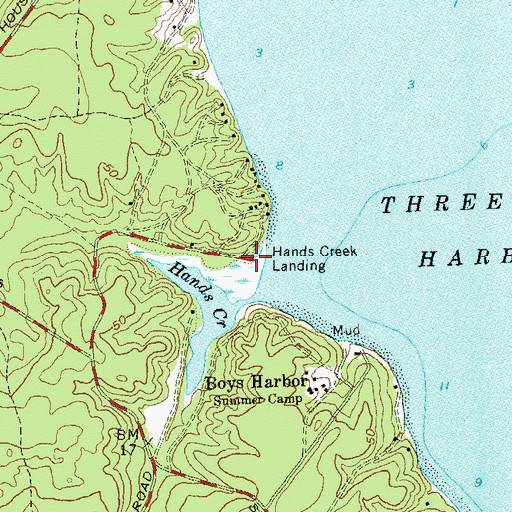 Topographic Map of Hands Creek Landing, NY