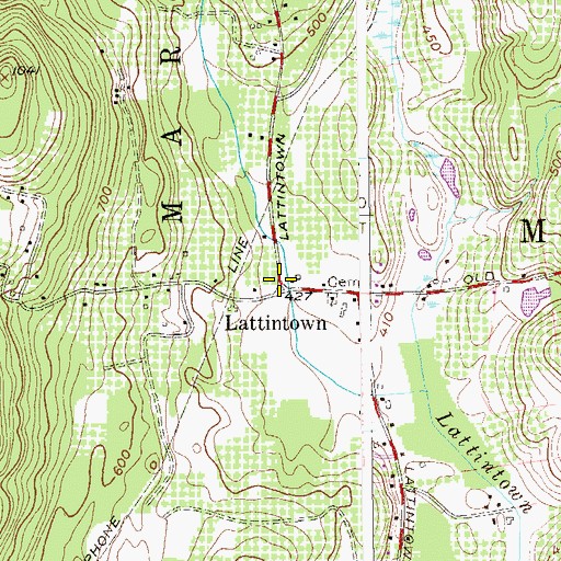 Topographic Map of Lattintown, NY