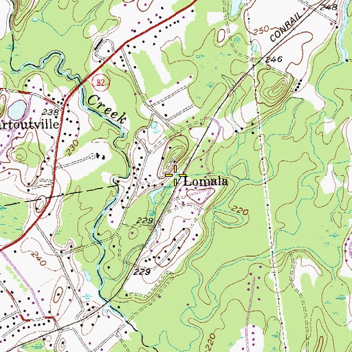 Topographic Map of Lomala, NY